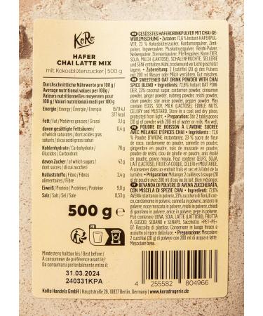 Buy KoRo Chai Latte Mix - Vegan Oat Drink 500g | Spicy-Sweet No Black Tea - International Shipping Available - Buy Online on GoSupps.com