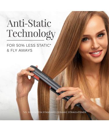 Remington S5500TA Anti-Static Flat Iron | 1 " Floating Ceramic Plates & Digital Controls | Hair Straightener - Grey/Coral | International Shipping Available - Buy Online on GoSupps.com