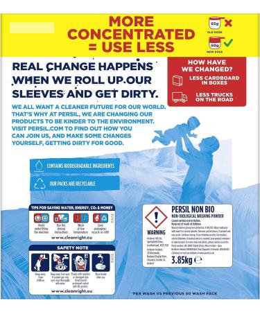 Persil Non Bio Washing Powder XXL Family Pack 100% recyclable pack for stain removal that's gentle next to sensitive skin 3.85 kg (77 washes) (Pack of 2) 3.85 kg (Pack of 2) - Buy Online on GoSupps.com