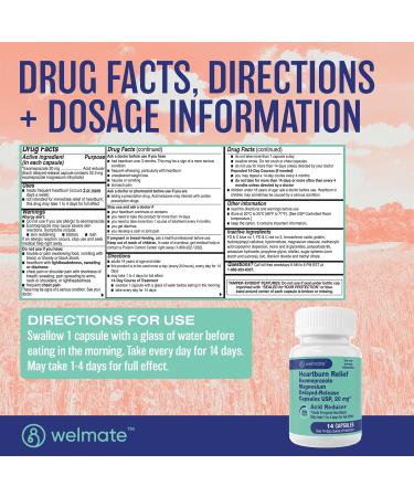WELMATE Heartburn Relief Bundle 24HR + Fast Acting Acid Reducers Esomeprazole 42ct + Famotidine 300ct - Buy Online on GoSupps.com