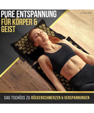 Fenero Acupressure Mat & Pillow - Coconut Fiber Filling Camellia Spikes - Relaxation & Activation - Acupuncture Mat with Needle Pillow & Bag - Buy Online on GoSupps.com