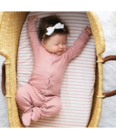 Ely's & Co. Waterproof Bassinet Sheet 2 Pack - Mauve Pink Splash & Stripes - 32x16x3 - Baby Girl - Buy Online on GoSupps.com