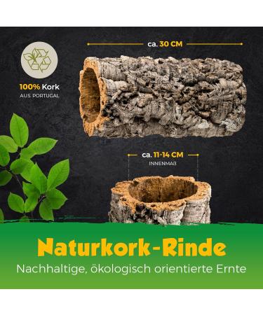 Cork Bark Tube 30 cm (Rodent Reptile Vivarium) cork wood tree oak 11-14 cm | cleaned & sanitised - Buy Online on GoSupps.com