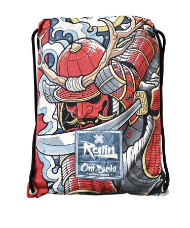 Ronin Gi Sports Bag - Oni Bushi-Draw String Backpack Contact Sports Rucksack for BJJ Karate Judo TKD Kempo Gis Gear Carrying Bag for Women Men and Kids 100% Polyester Sturdy Printed Pouch