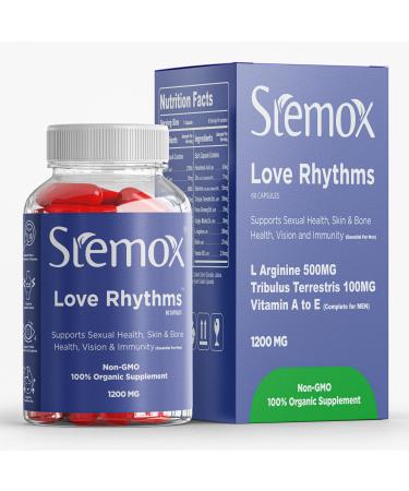 Love Rhythms L-Arginine & Tribulus Terrestris for Men 1200MG Stamina & Vitality Support - Non-GMO 100% Organic Supplements for Men - Active Lifestyle & Physical Wellness - 60 Capsules