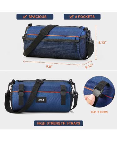 OBOVA Bike Handlebar Bag 3.3L Waterproof 8-Pocket with Rain Cover & Shoulder Strap | Bicycle Handlebar Pouch for Road & Mountain Bikes | Blue - Buy Online on GoSupps.com