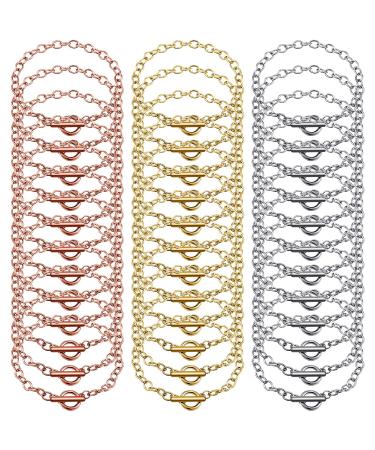 24 Pieces Bracelet Chains with OT Toggle Clasp Alloy Bracelet Link Chains DIY Jewelry Making Bracelets Chains for Women DIY Jewelry Crafts Supplies (Gold, Silver and Rose Gold) - Buy Online on GoSupps.com