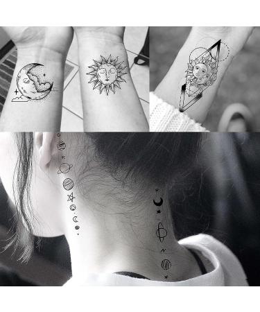 Outer Space Temporary Tattoos - 28 Sheets 3D Fake Realistic Star Sun Moon Tattoo Stickers for Kids, Men, Women - Long Lasting Universe & Solar System Designs - Buy Online on GoSupps.com