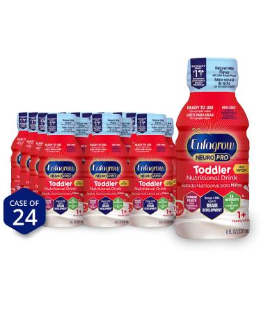 Enfagrow NeuroPro Toddler Nutritional Drink, Natural Milk Flavor, Omega-3 DHA & MGFM for Brain Support, Prebiotics & Vitamins for Immune Health, Non-GMO, Ready to Use Bottle, 8 Fl Oz (24 Bottles) 8oz, Pack of 4 - Natural Milk