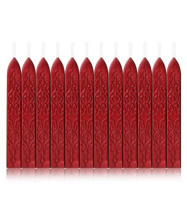 Yoption 12 Pcs Sealing Wax Sticks with Wicks  Antique Metallic Red Totem Fire Manuscript Seal Wax for Wax Seal Stamp (Metallic Red)