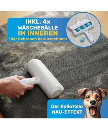 Bluepet Rollotollo Self-Cleaning Lint Roller | Pet Hair Remover for Dogs & Cats | Includes 4x Laundry Balls | International Shipping Available - Buy Online on GoSupps.com