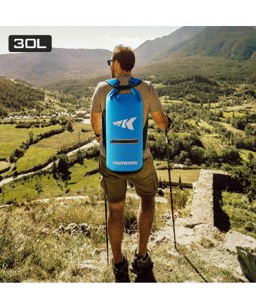 KastKing Cyclone Seal Dry Bag - 100% Waterproof with Phone Case & Zippered Pocket - Sky Blue 30L | Ideal for Beach, Fishing, Kayaking, Boating, Camping, Hiking, Biking, Skiing - Buy Online on GoSupps.com
