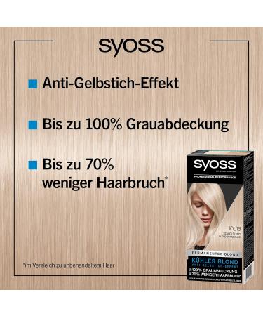 Syoss Color 10_13 Scandi Blond Hair Color - Anti-Yellowing 70% Less Breakage Pack of 3 (3 x 115ml) - Cool Blonde Shade - Buy Online on GoSupps.com