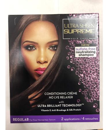 Ultra Sheen Supreme Conditioning Creme No Lye Relaxer with Ultra Brilliant Technology New Sulfate Neutralizing Shampoo Vitamin E Anti Breakage & Silk Protein - Regular