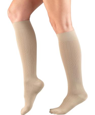 Truform Compression Socks 15-20 mmHg Women's Dress Socks - Tan Rib Knit, Knee High Over Calf Length, Medium (Pack of 2) - Buy Online on GoSupps.com