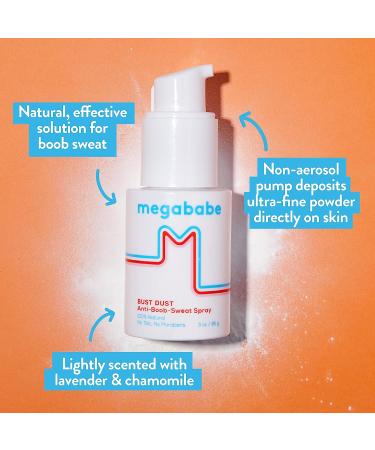 Megababe Bust Dust - Talc-Free Sweat Absorbing Body Powder | 3 oz (With Applicator Pump) - Buy Online on GoSupps.com