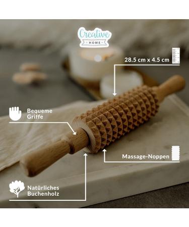Creative Home Massage Roller with Handle | Maderotherapy Device for Lymphatic Drainage & Body Tightening | Anti-Cellulite Massage Scooter for Thighs Buttocks & Feet | 28.5 x 4.5 cm - Buy Online on GoSupps.com