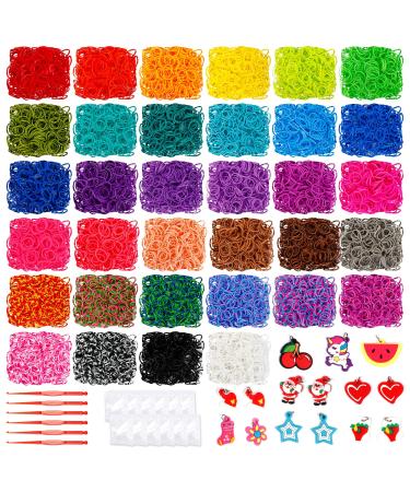 17160+ Loom Rubber Bands Refill Kit in 34 Color with 600 Clips,6 Hooks,1 Instruction, Premium Bracelet Making Kit for Kids Weaving DIY Crafting Gift