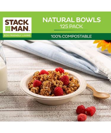 125-Pack 100% Compostable 12 oz. Paper Bowls | Eco-Friendly Biodegradable Bagasse | Heavy-Duty Natural Disposable Bowls - Buy Online on GoSupps.com