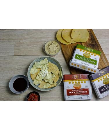 Pride Of India Spicy Chickpea Masala Papadum Lentil Crisps 10ct - Gluten-Free Vegan Crackers 3.53oz - Healthy Protein Fiber & Iron Rich Snacks - Buy Online on GoSupps.com