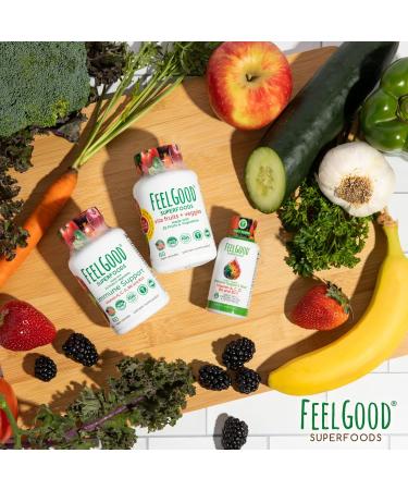 FeelGood Superfoods 1000mg Immune Support Capsules | 25 Organic Fruits & Vegetables | Vitamins A C D3 & Zinc | Strong Immunity Boost | 60 Count - Buy Online on GoSupps.com