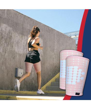 Doctor Developed Thigh Compression Sleeve for Men & Women - Breathable Hamstring Support Wraps (Medium Pink) - Leg Brace & Handbook Included - Buy Online on GoSupps.com