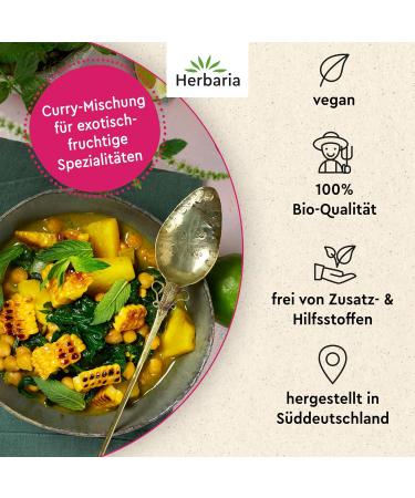 Herbaria Calypso Tropical Curry Bio 85g - Organic Spice Mixture for Fruity Indian Dishes - Sustainable Aroma Protection Box - Buy Online on GoSupps.com