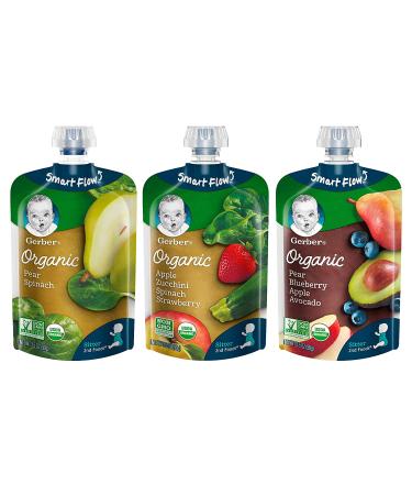 Gerber Organic 2nd Foods Baby Purees Variety Pack - 18 Count, 3.5 oz Fruit & Veggies - Buy Online on GoSupps.com
