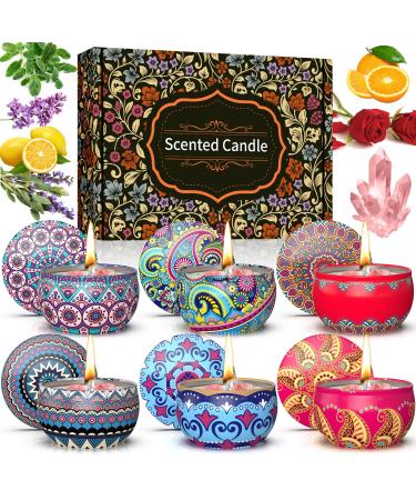 Scented Candles Gift Set 6 Pack Natural Soy Candles Aromatherapy Candles for Home Scented Bath Reading Yoga Birthday Gifts for Women
