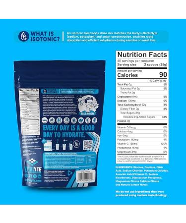 Vitalyte Electrolyte Powder - Isotonic Drink Mix for Hydration & Energy - 35 oz, 40 Servings - Rehydration Supplement for Men, Women, Sports - Cool Citrus Flavor - Buy Online on GoSupps.com