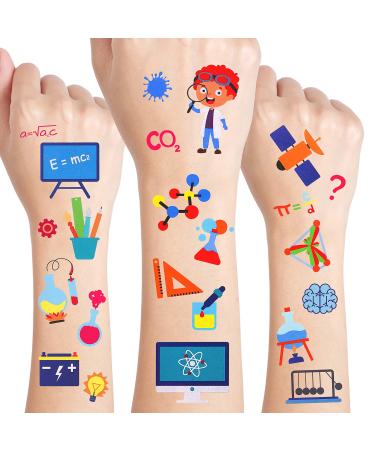 24 Sheets Science Temporary Tattoos  Birthday Decorations Science Party Favors