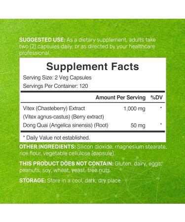 Vitex Supplement for Women - Vitex Chasteberry Supplement 1000mg Plus Dong Quai Capsules 200 Counts - Supports Hormone Balance for Women Fertility PMS Symptoms & Menopause - Buy Online on GoSupps.com