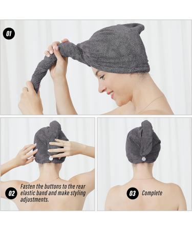 MOONQUEEN Hair Towel 5 Pack - 380GSM Thicken, Super Absorbent Quick Dry Hair Turban for Curly Long Thick Hair - Dark Grey - Buy Online on GoSupps.com