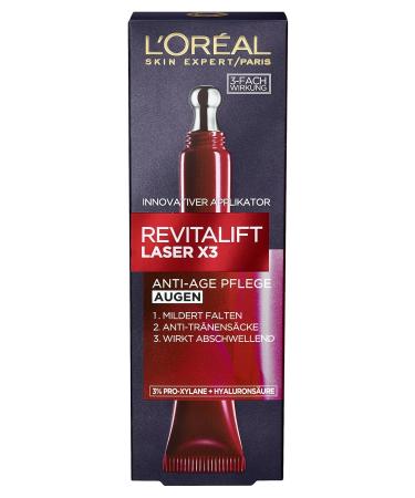 L'Or al Paris Revitalift Laser X3 Anti-Aging Eye Cream & Facial Serum Bundle - 3-Fold Effect Hyaluronic Acid 15ml + 30ml for Youthful Skin - Buy Online on GoSupps.com