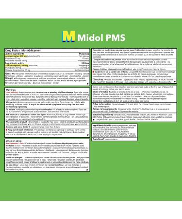 Midol PMS Caffeine-Free Pain Reliever Fast Relief of Pre-Menstrual Period Symptoms such as Irritability Bloating Cramps Breast tenderness Backache Headaches and Muscle Aches (40 Caplets) 40 Count (Pack of 1) - Buy Online on GoSupps.com
