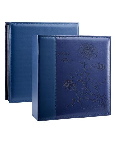 Artmag Photo Picutre Album 4x6 400 Photos, Extra Large Capacity Leather Cover Wedding Family Photo Albums Holds 400 Vertical 4x6 Photos with Black Pages(Blue) 400 Pockets Blue