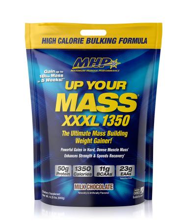 MHP UYM XXXL 1350 Mass Building Weight Gainer Muscle Mass Gains w/50g Protein High Calories 11g BCAAs Leucine Milk Chocolate 16 Servings Milk Chocolate 12.25 Pound (Pack of 1)