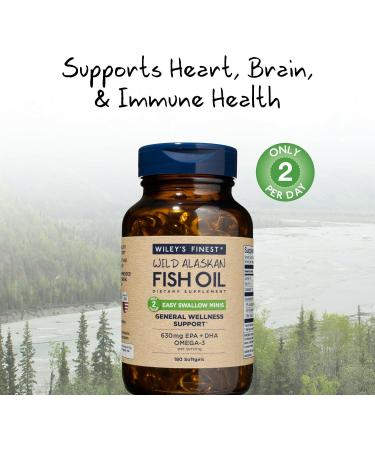 Wiley's Finest Wild Alaskan Fish Oil Minis - 630 mg, 180 Easy Swallow Softgels - Buy Online on GoSupps.com