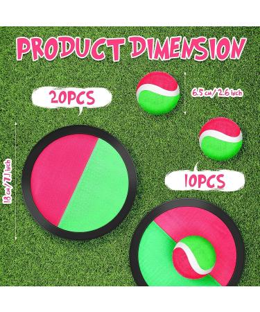 Toss and Catch Game Set - 20 Paddles, 10 Balls - Outdoor Beach Game for Kids and Adults - Pink Green Black - Buy Online on GoSupps.com