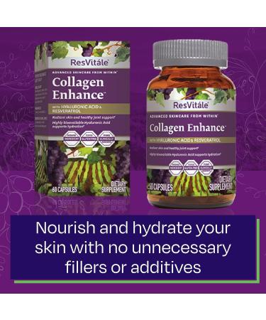ResVit le Collagen Enhance - Beauty Supplement with Hyaluronic Acid & Resveratrol - 60 Capsules - Buy Online on GoSupps.com