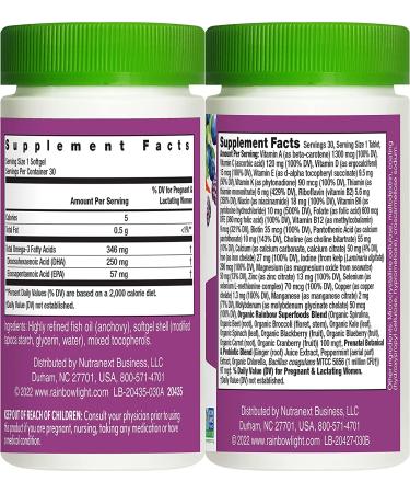 Rainbow Light Prenatal Daily Duo - Prenatal Multivitamin & DHA Softgels, 30 Tablets + 30 Softgels, 2-Pack - Buy Online on GoSupps.com