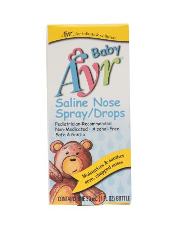 Baby Ayr Saline Nose Spray/Drops, Spray Bottles 1 Fl Oz (Pack of 6)