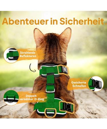 Tierhood Cat Harness with Lead - Green - Size M - Buy Online on GoSupps.com