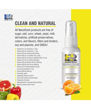 NanoRush Swarming B Complex Sublingual Spray - Complete Vitamin B Blend Dietary Supplement - Orange Cream Flavor - Buy Online on GoSupps.com