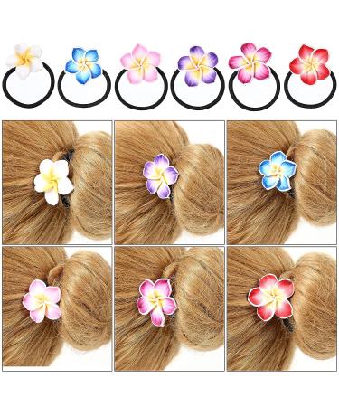 Lurrose 12PCS Plumeria Hair Ties - Soft Ceramic Flower Hair Rope Bands for Girls - Buy Online on GoSupps.com