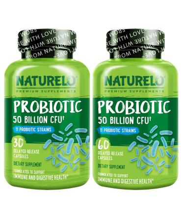 NATURELO Probiotic Supplement 50 Billion CFU - 30 Capsules