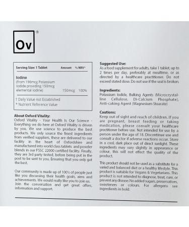 Iodine Supplements 150mcg Tablets by Oxford Vitality - Boost Your Health - Buy Online on GoSupps.com