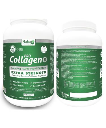 825gm (29oz) Hydrolyzed Bovine Collagen Peptides Protein featuring 10 000 mg of Peptan Better Absorption Grass Fed Extra Strength. For Skin Nails Bones and Joints Non GMO Unflavoured