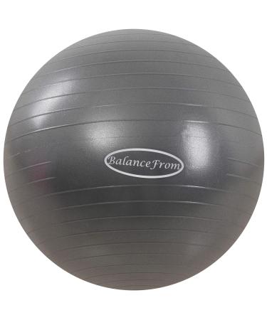 BalanceFrom Anti-Burst and Slip Resistant Exercise Ball Yoga Ball Fitness Ball Birthing Ball with Quick Pump, 2,000-Pound Capacity Gray 58-65cm, L