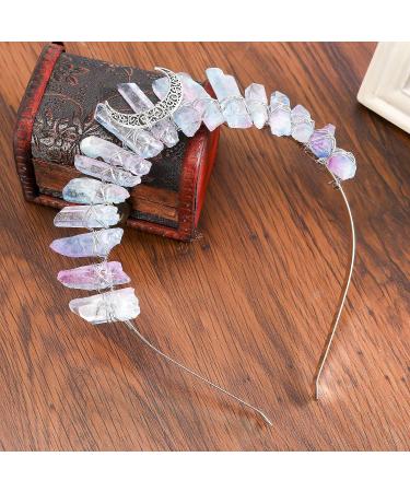 AWAYTR Raw Crystal Quartz Crown Rhinestone Tiara Headband - Watercolor Mermaid Headpiece for Women, Perfect for Weddings & Parties - Buy Online on GoSupps.com